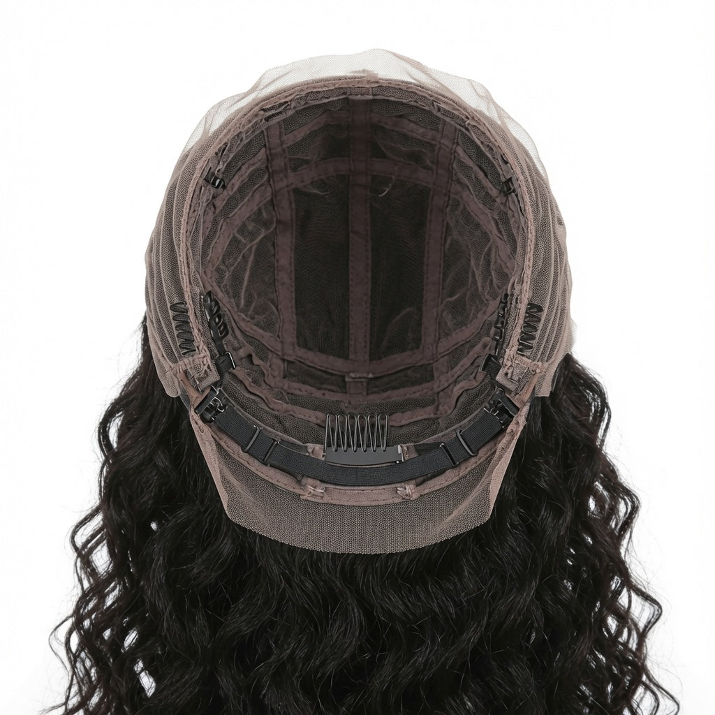22 Inch Black Curly Lace Front Wig – Synthetic Fiber, Pre-Plucked Natural Hairline, Glueless Cap