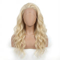 Long Platinum Blonde Wavy Lace Front Wig – 22 Inch Synthetic Fiber, Pre-Plucked Hairline, Glueless Cap