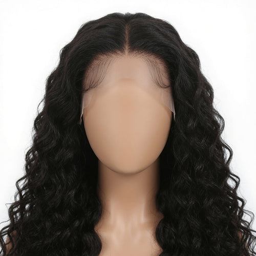 22 Inch Black Curly Lace Front Wig – Synthetic Fiber, Pre-Plucked Natural Hairline, Glueless Cap